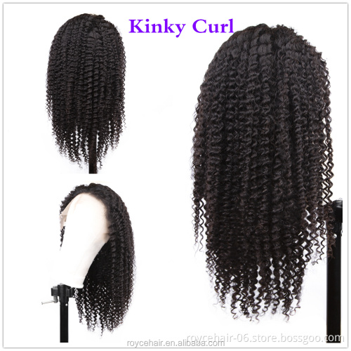 Wholesale 8  28 Inch 100 Percent  Brazilian Unprocessed Virgin Human Hair Kinky Curly Full Swiss Lace Wigs In Stock